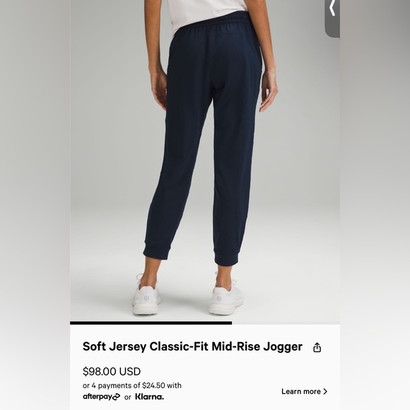 Lululemon soft jersey classic fit mid rise jogger- true navy - Picture 2 of 3